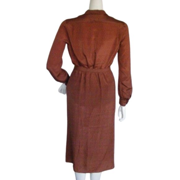 Vintage CALVIN KLEIN Skirt Set, S/XS, Lightweight Silk, 2 piece Top/Skirt, Brown - Picture 5 of 13